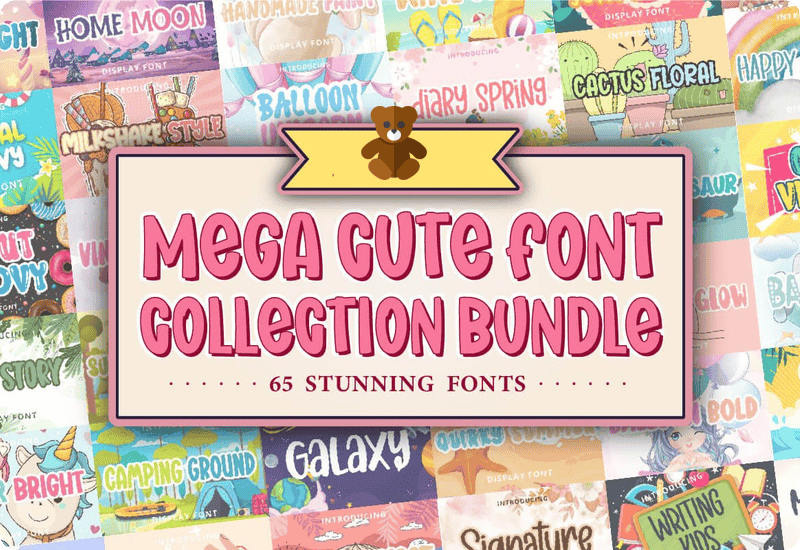 Mega Cute Font Collection Bundle