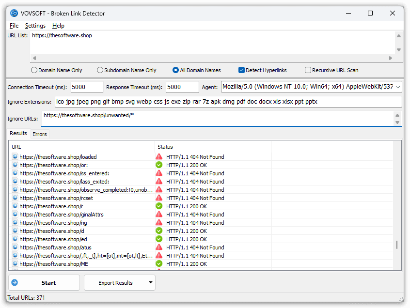 VOVSOFT Broken Link Detector screenshot