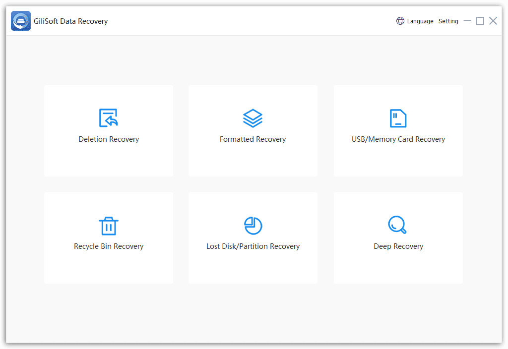 Gilisoft Data Recovery Mian Interface
