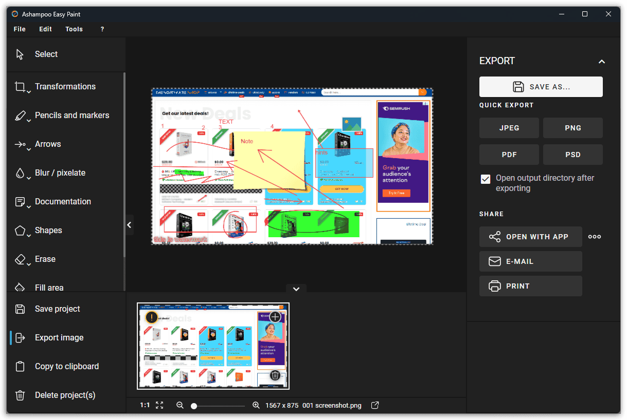 Ashampoo Easy Paint Interface