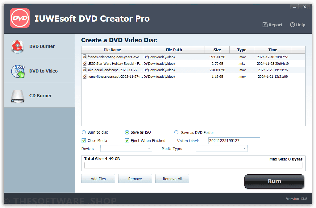 IUWEsoft DVD Creator Pro Interface