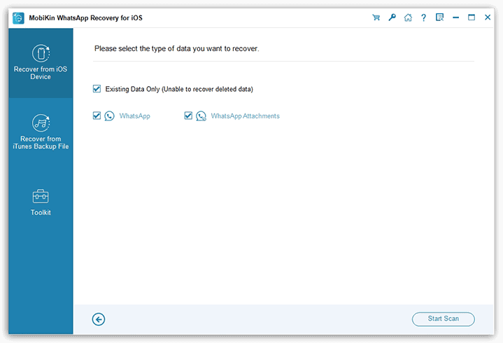 MobiKin WhatsApp Recovery for iOS - from Device