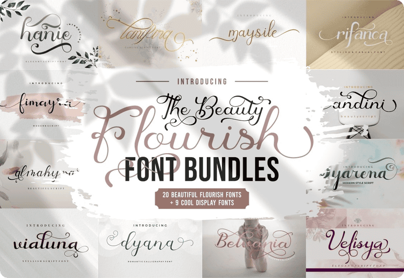 The Beauty Flourish Font Bundles Discount Sale Download