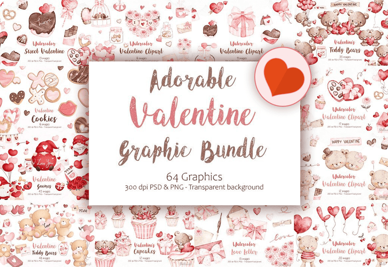 Adorable Valentine Graphic Bundle Discount Sale Download