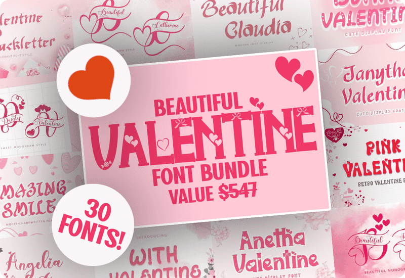 Beautiful Valentine Font Bundle Sale Download