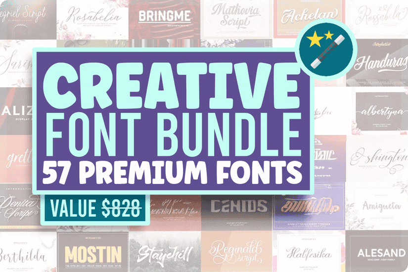 Giveaway – Creative Font Bundle: Free 57 Premium Fonts + Bonus Graphic for Designers & Crafters