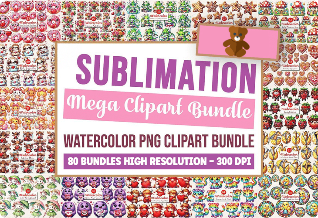 Watercolor Sublimation Clipart Mega Bundle Sale Giveaway