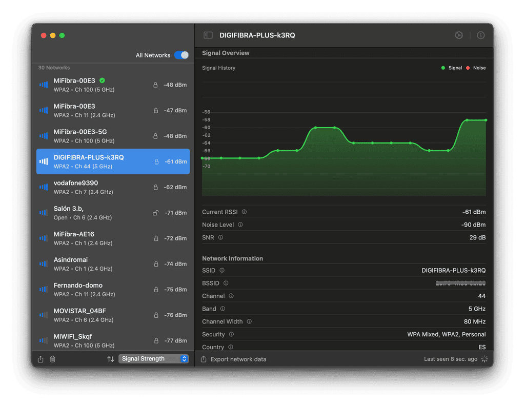 WiFi Radar Pro Mac Screenshot