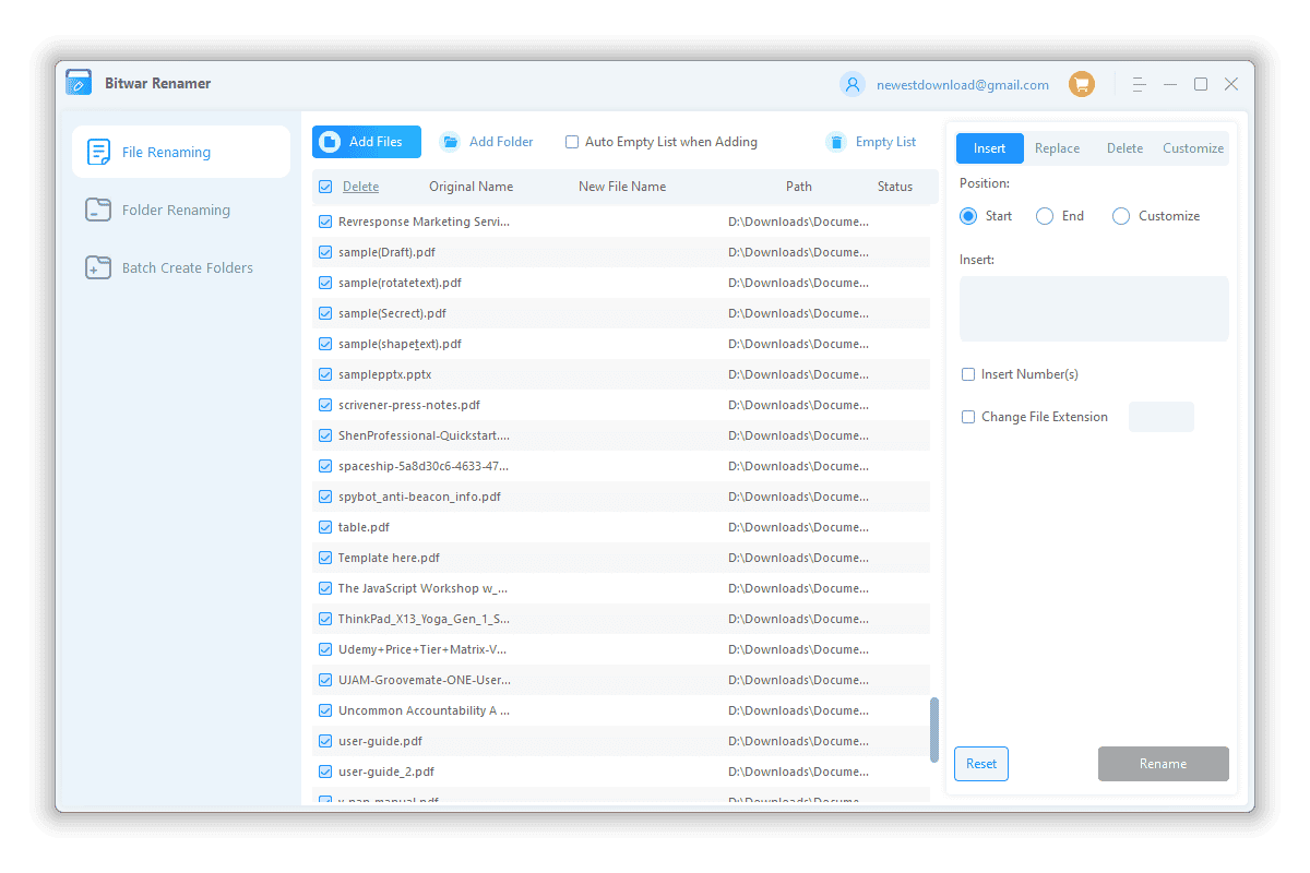 Bitwar Renamer - File Renaming