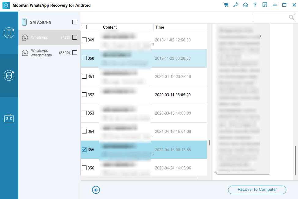 WhatsApp Recovery for Android - Message