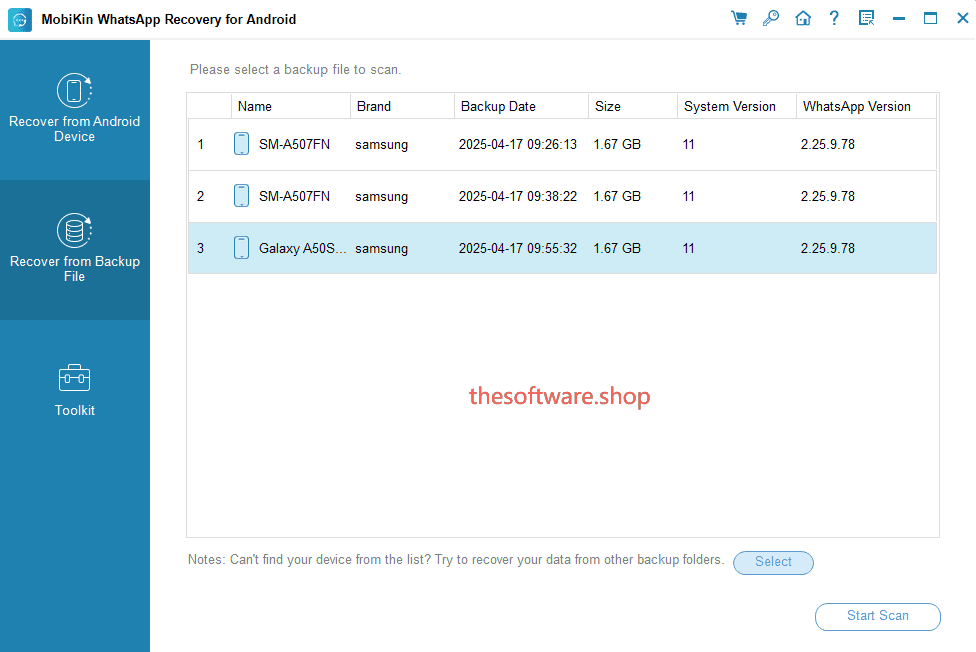 WhatsApp Recovery for Android - from Backup