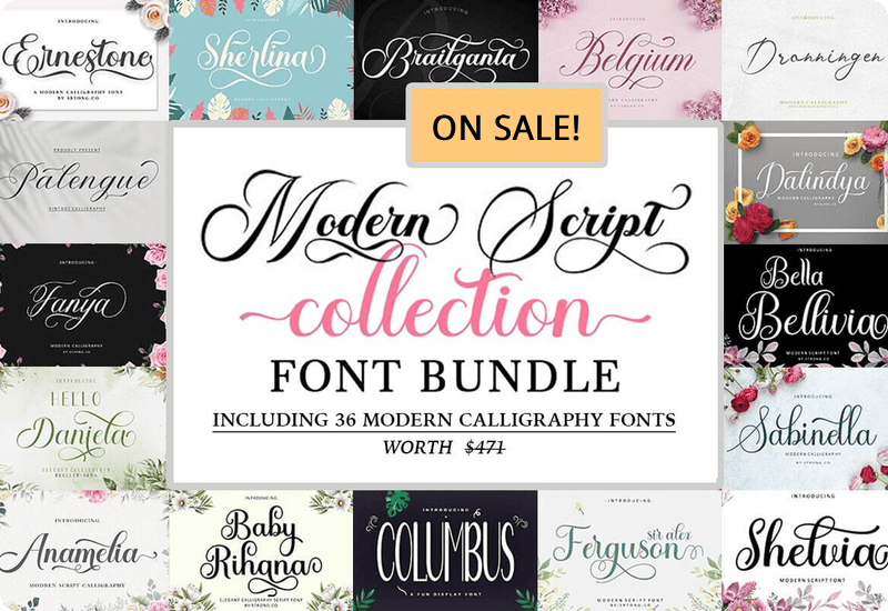 Modern Script Collection Font Bundle: Free 36 Premium Script & Handwritten Fonts for Logos, Invitations, Branding, and Merch | PUA Encoded | Commercial License Included