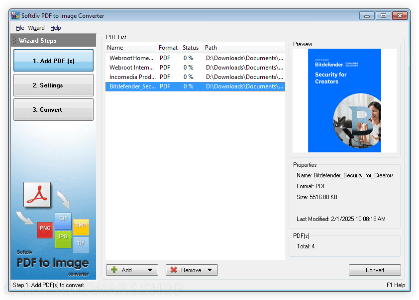 Softdiv PDF to Image Converter Screenshot