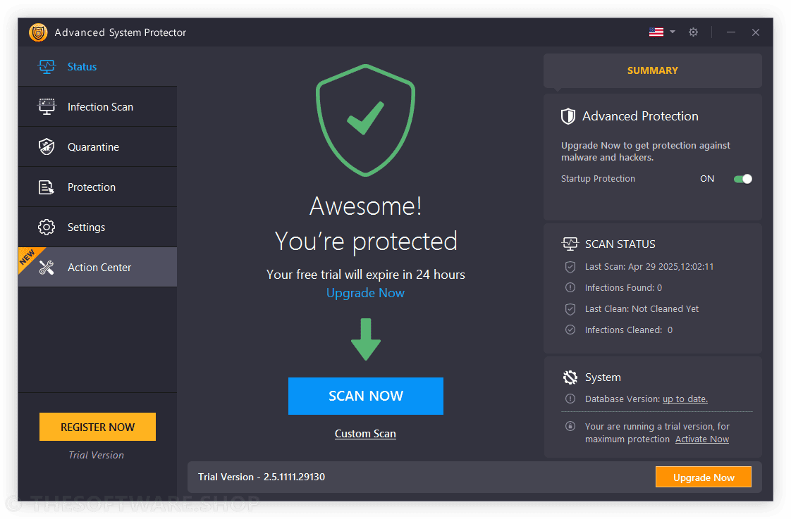Systweak Advanced System Protector - Status