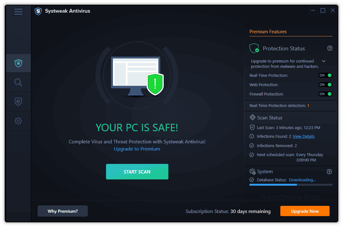Systweak Antivirus - Main Interface
