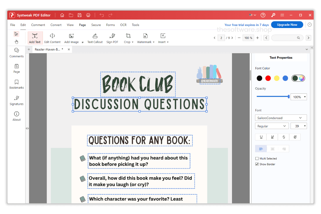 Systweak PDF Editor PRO - Edit