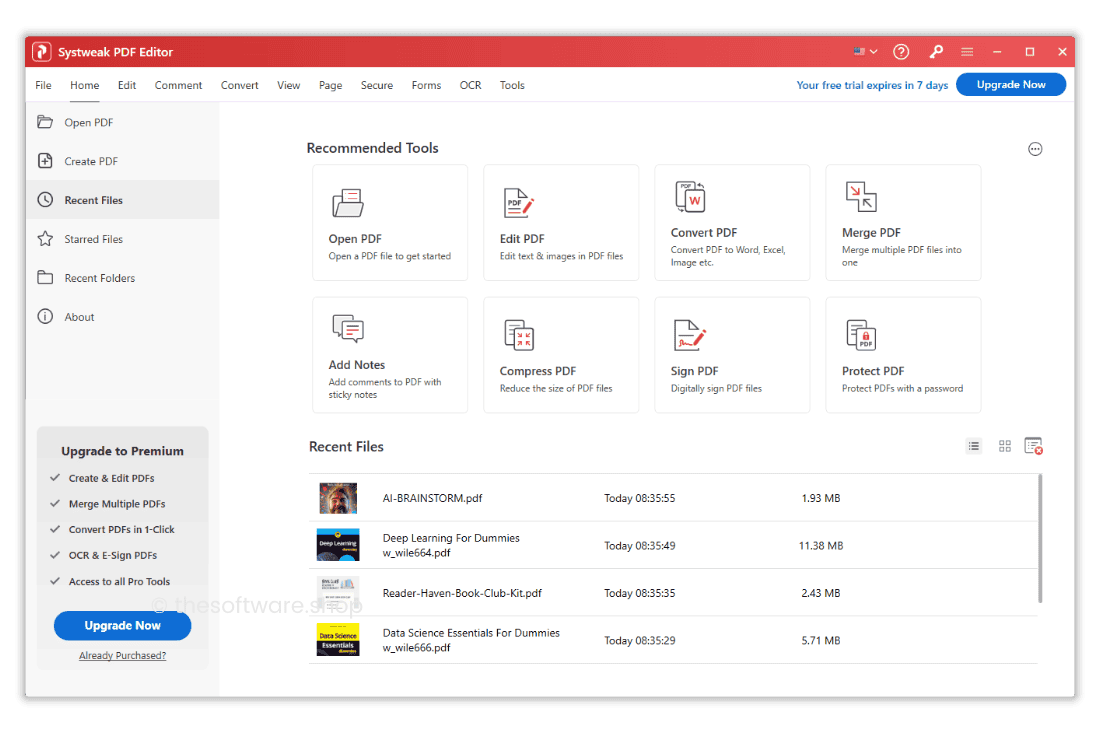 Systweak PDF Editor PRO - Main Interface Home