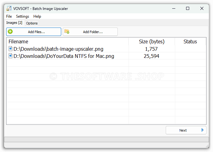 Vovsoft Batch Image Upscaler - Add Files