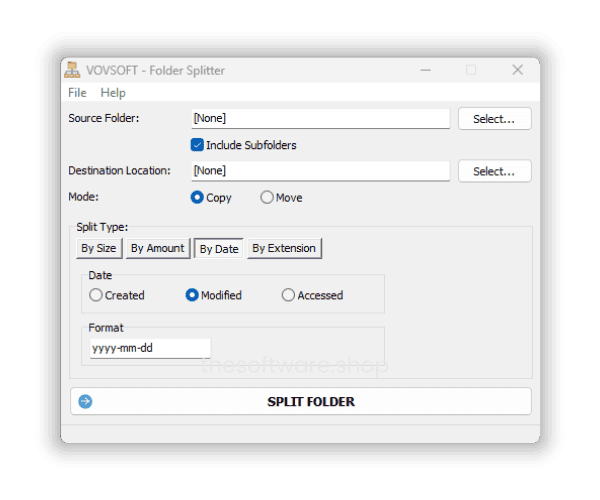 Vovsoft Folder Splitter Screenshot
