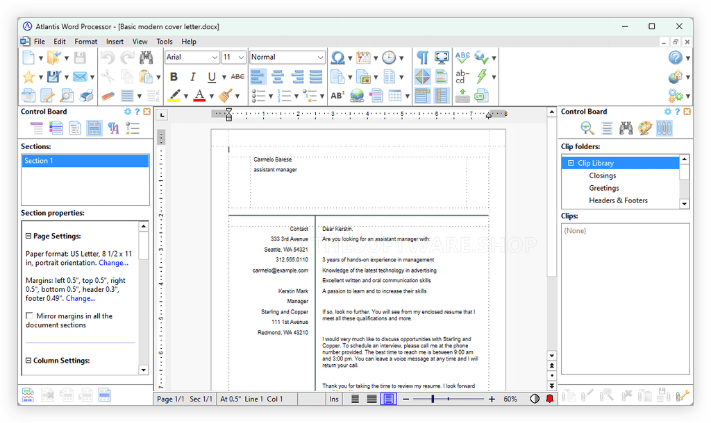 Atlantis Word Processor Interface