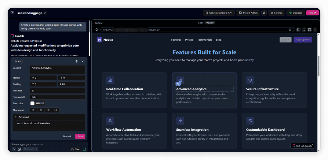 EasySite AI Live Editing