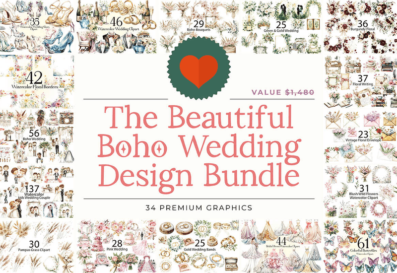 The Beautiful Boho Wedding Design Bundle Sale Download