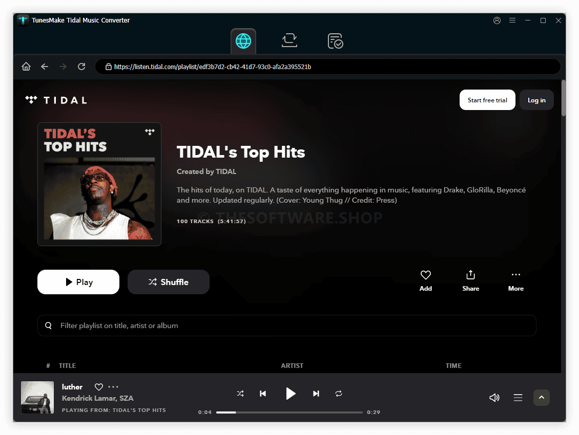 TunesMake Tidal Music Converter Interface