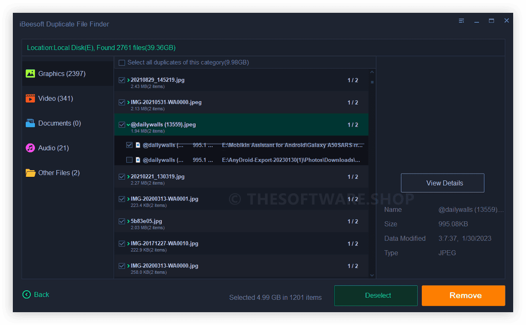 iBeesoft Duplicate File Finder - Scan Results