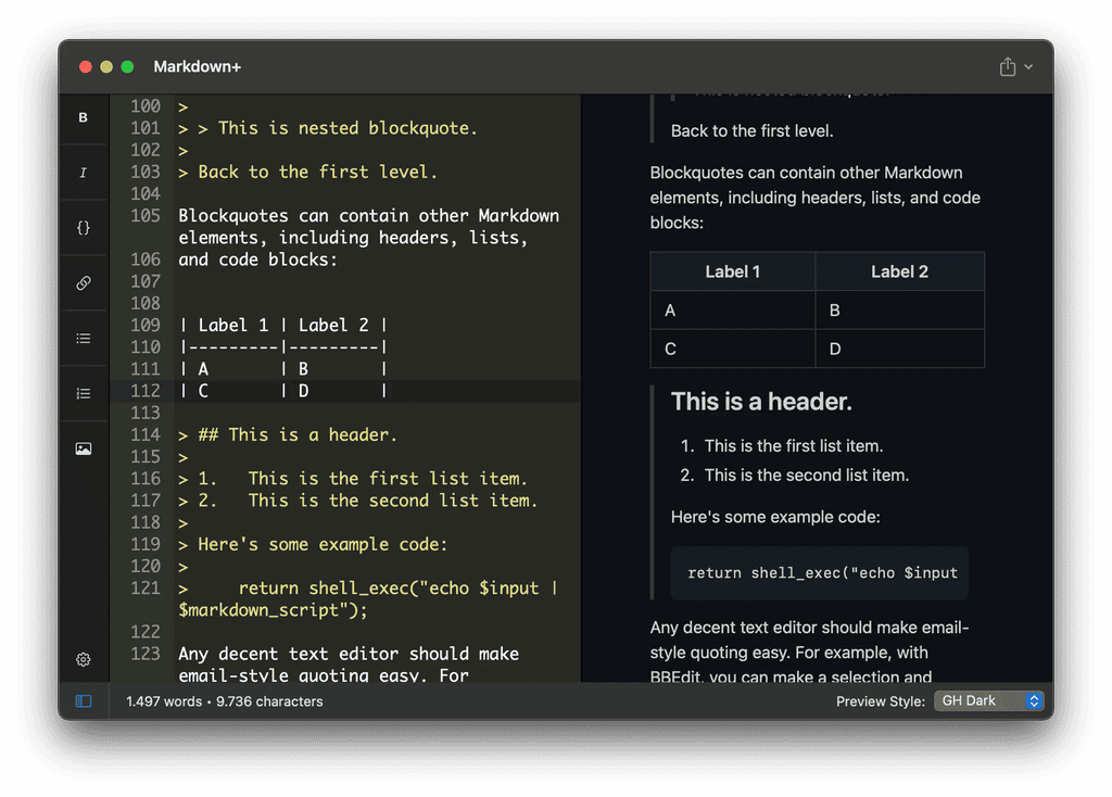 Ensili Markdown+ mac screenshot