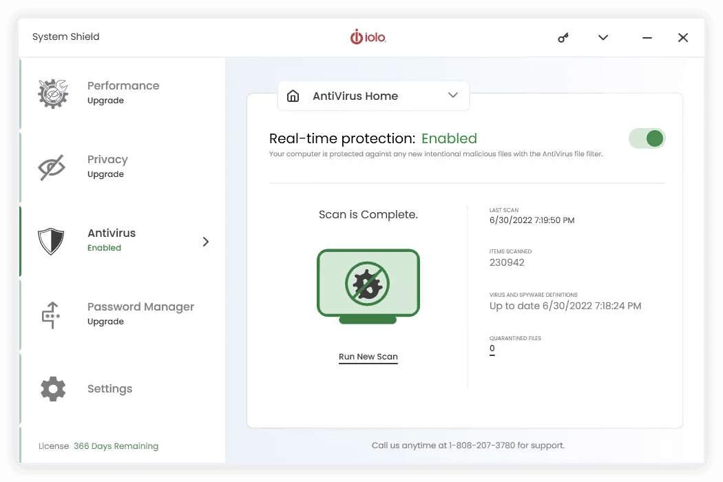 iolo System Shield® AntiVirus and AntiSpyware Screenshot