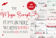 The Mega Script Font Bundle Discount Sale