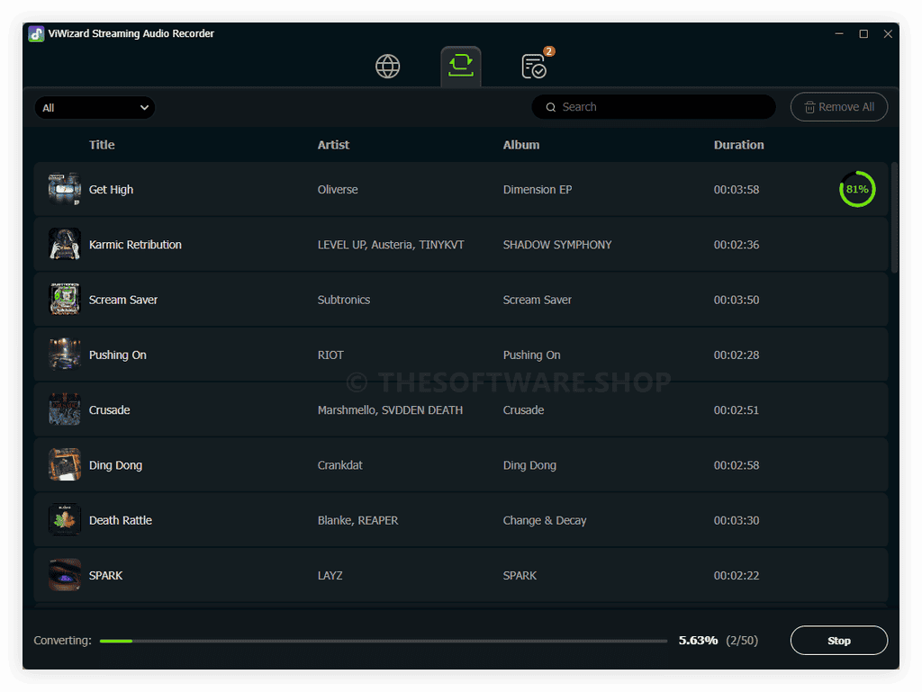 ViWizard Streaming Audio Recorder - Converting list