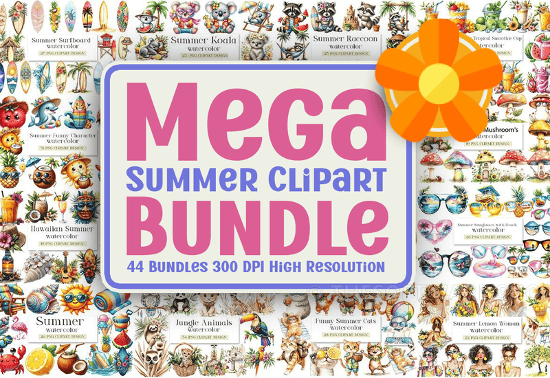 Big Summer Clipart Bundle Sale Download