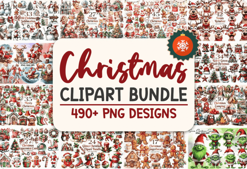 Great Christmas Clipart PNG Bundle Download Sale