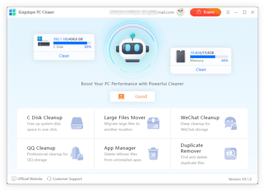 Kingshiper PC Cleaner Screenshot