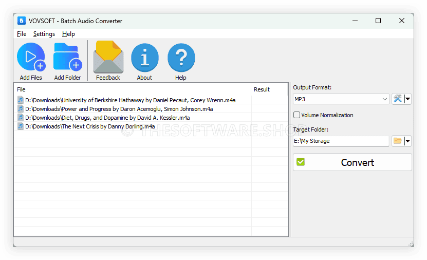 Vovsoft Batch Audio Converter Screenshot