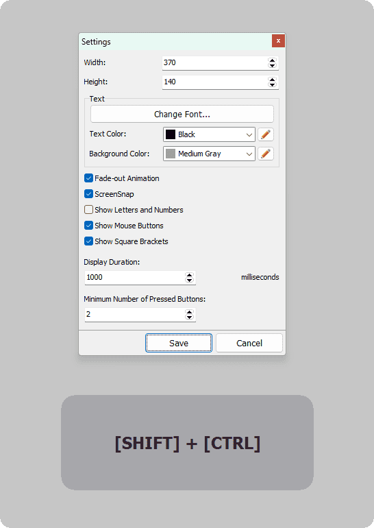 Vovsoft Keystroke Visualizer Screenshot and sample
