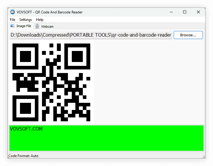 Vovsoft QR Code And Barcode Reader Screenshot